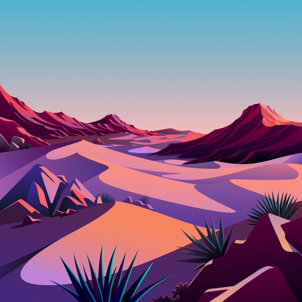 Hình nền phong cảnh sa mạc với tông hồng tím cực cá tính cho iPhone 12