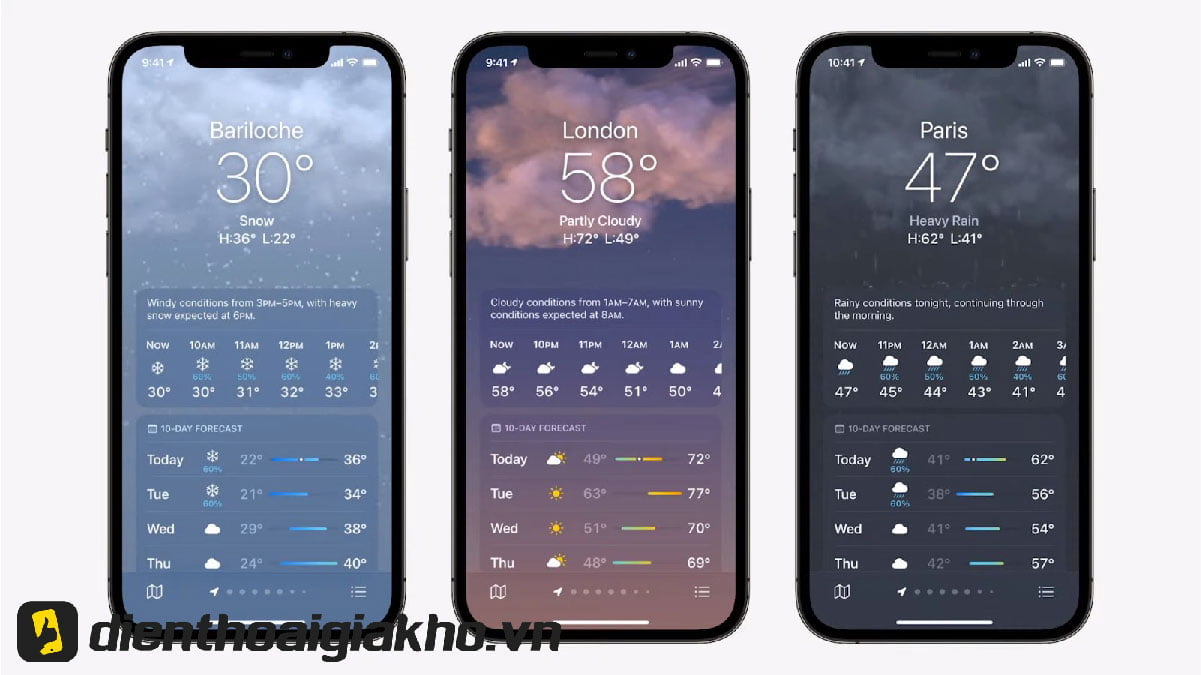 Weather được bổ sung nhiều phông nền mới ở phiên bản phần mềm iPhone mới nhất