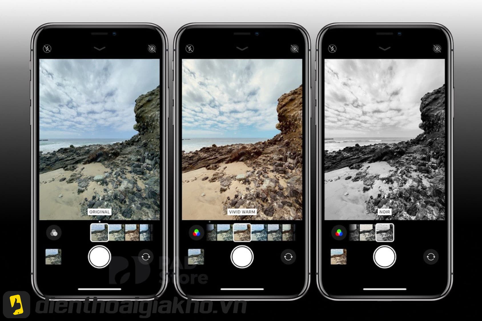 Ứng dụng Camera của iPhone 8 đi kèm với chín bộ lọc đã được Apple tải sẵn khá tiện lợi.