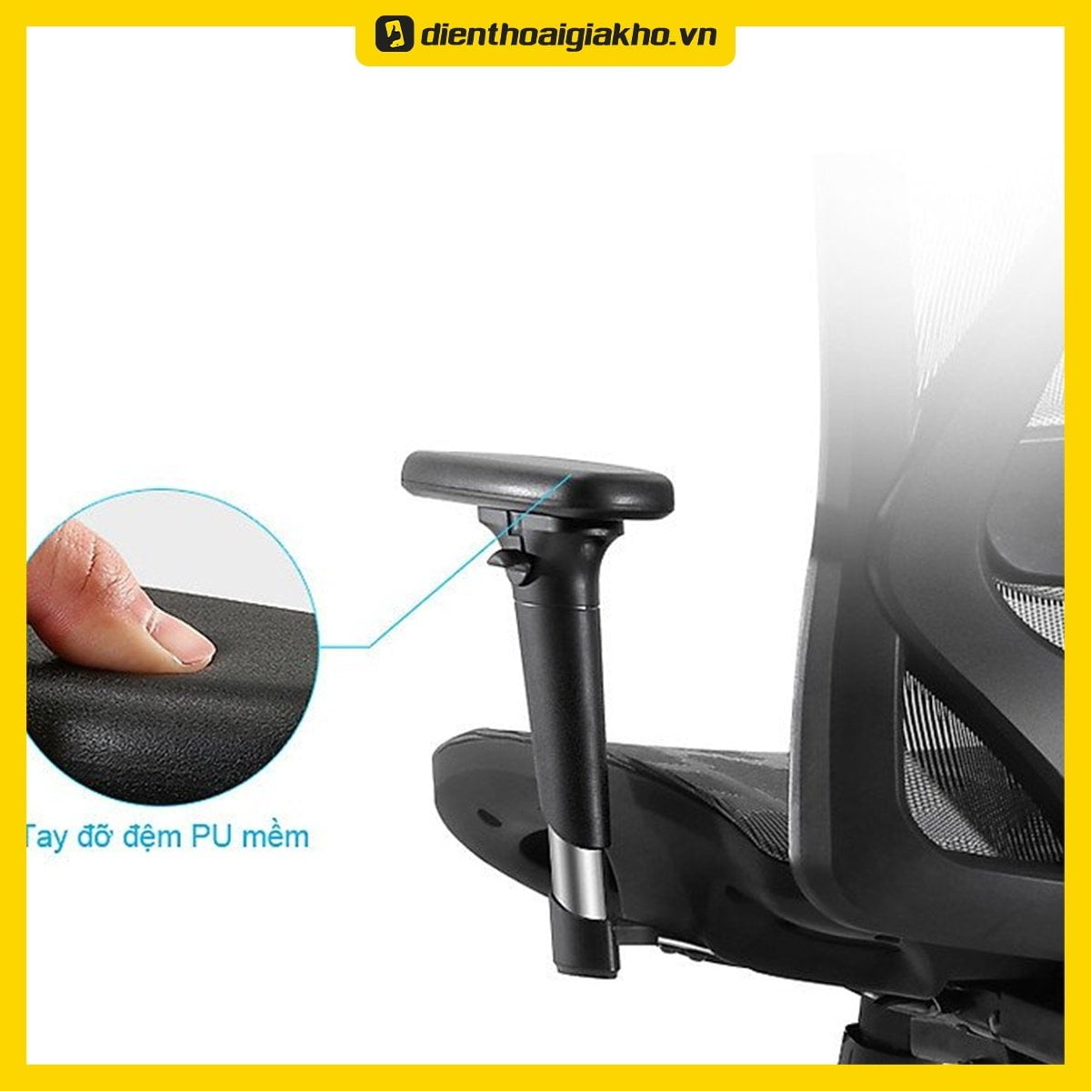 Ghế văn phòng cao cấp Ergonomic ERC-57 trang bị đỡ tay điều chỉnh 3D linh hoạt điều chỉnh đỡ tay, bạn dễ dàng thay đổi theo tư thế ngồi.