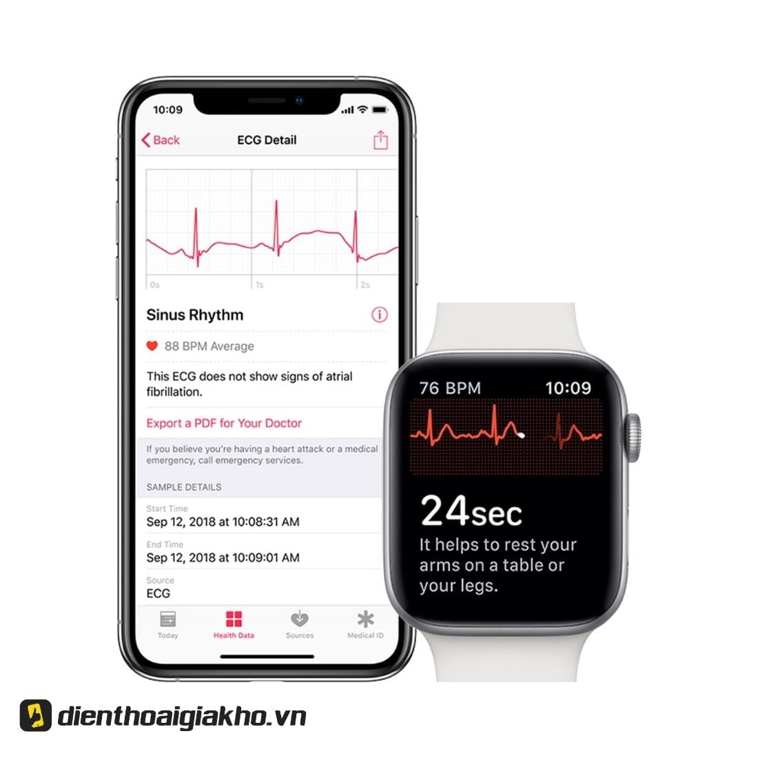 Điện tâm đồ của Apple Watch Series 7 41mm LTE Stainless Steel With Milanese Loop (Fullbox - Chưa Kích Hoạt) có thể đo hoạt động điện của tim và chuẩn đoán tình trạng sức khỏe chính xác như một bác sĩ hoặc chuyên gia.