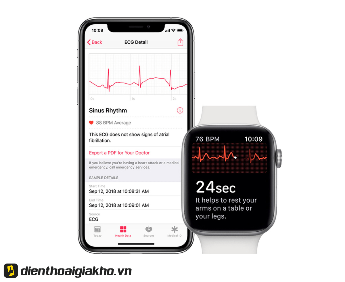 Apple Watch series 7 review có khả năng đo điện tâm đồ và nhịp tim