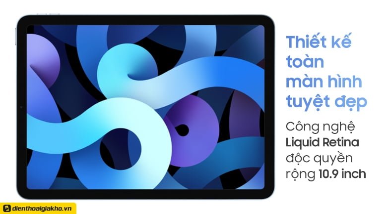 Màn hình chiếc iPad Air 4 wifi cellular 64gb, 256gb (2020) lớn hơn nhờ được bỏ bớt phím home vật lý Màn hình chiếc iPad Air 4 wifi cellular 64gb, 256gb (2020) lớn hơn nhờ được bỏ bớt phím home vật lý