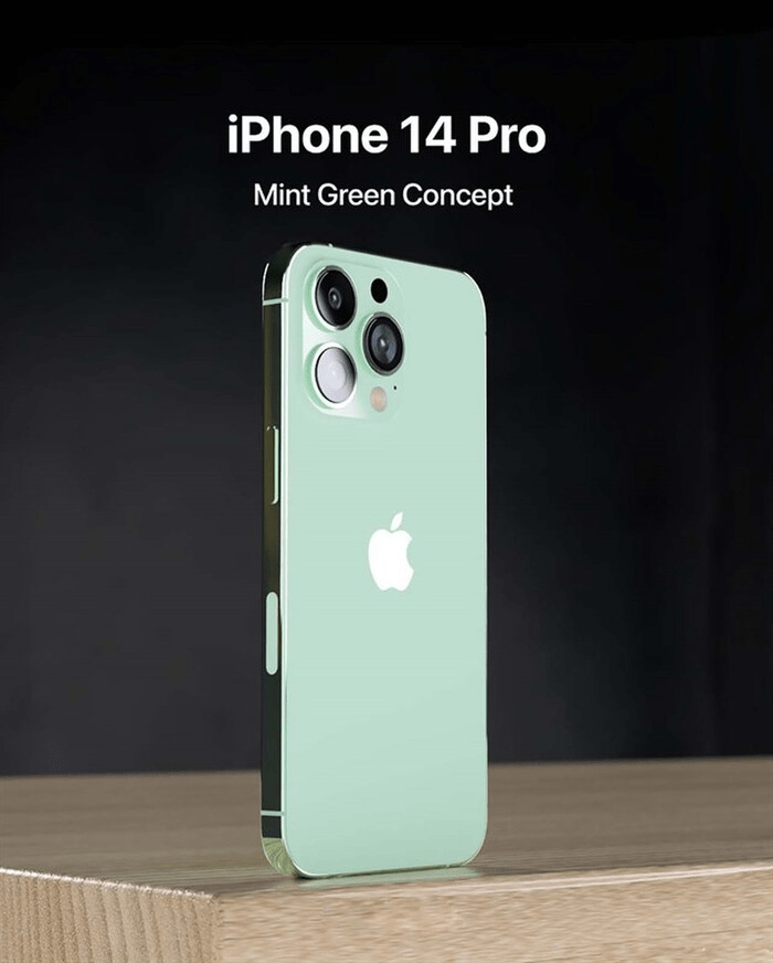Lộ diện concept iPhone 14 Pro màu xanh Mint với màn hình không tai thỏ