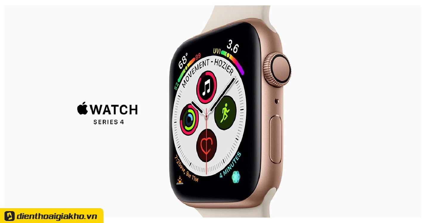 Apple Watch Series 4 có 2 kích thước mặt đồng hồ là 40mm và 44mm