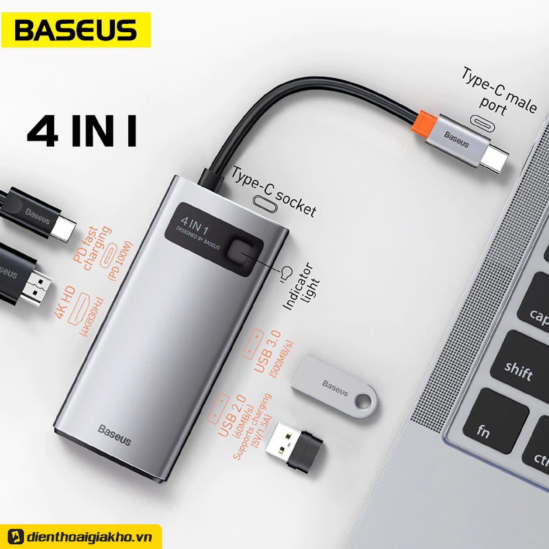 Cổng chuyển đổi Macbook Baseus 4 in 1
