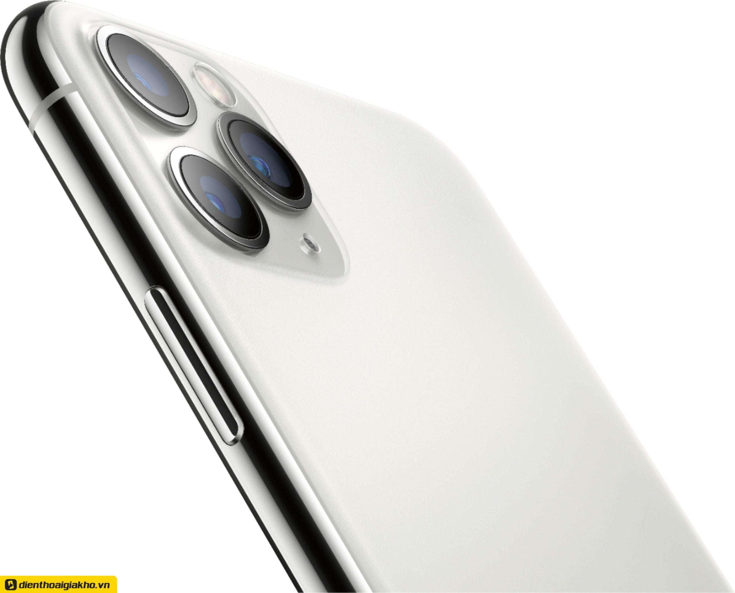 iPhone 11 Pro màu trắng có thiết kế mặt kính giúp hạn chế trầy xước và để lại dấu vân tay