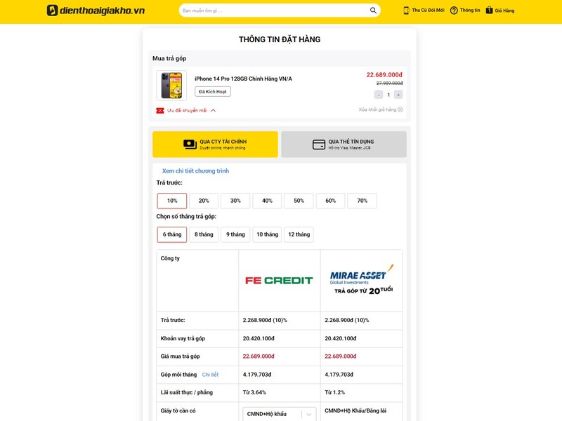 hướng dẫn trả góp qua công ty tài chính