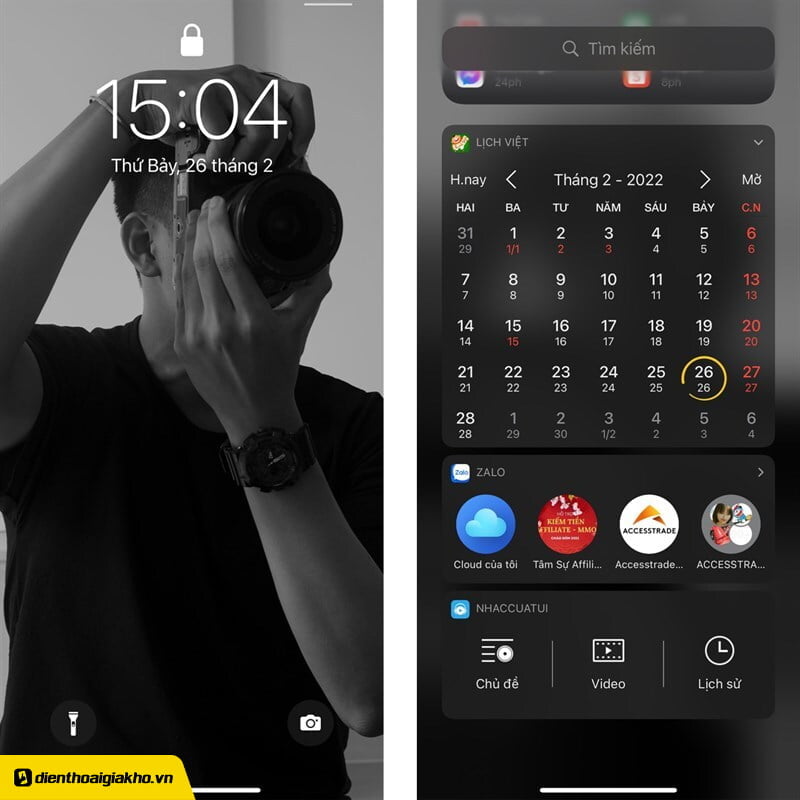 hiển thị lịch âm trên màn hình khóa iPhone