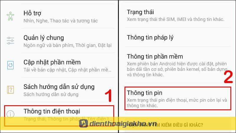Kiểm tra tình trạng, hiệu suất pin Samsung