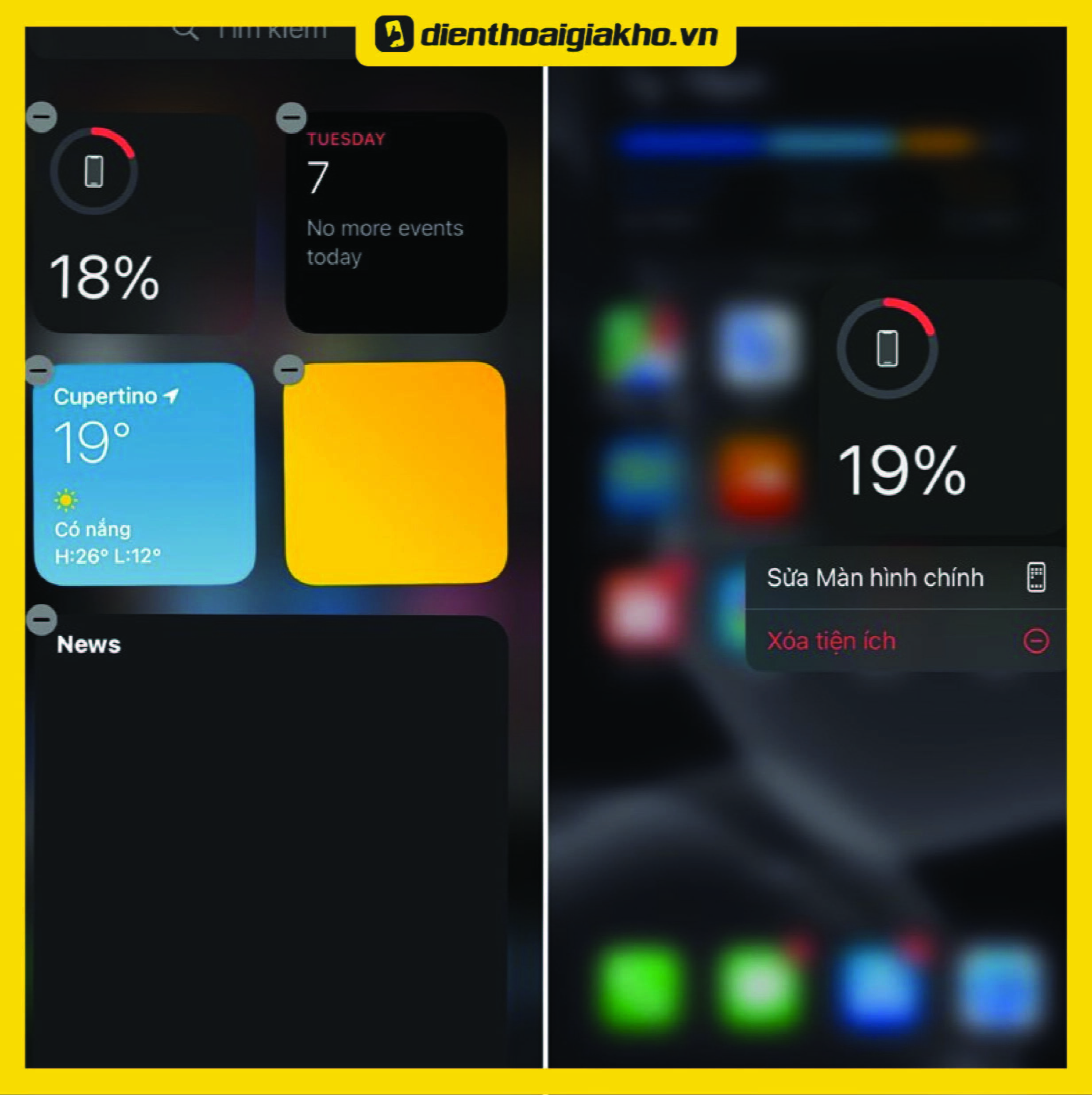 sử dụng widget có sẵn trên iPhone để hiển thị phần trăm pin trên iphone 12 pro max