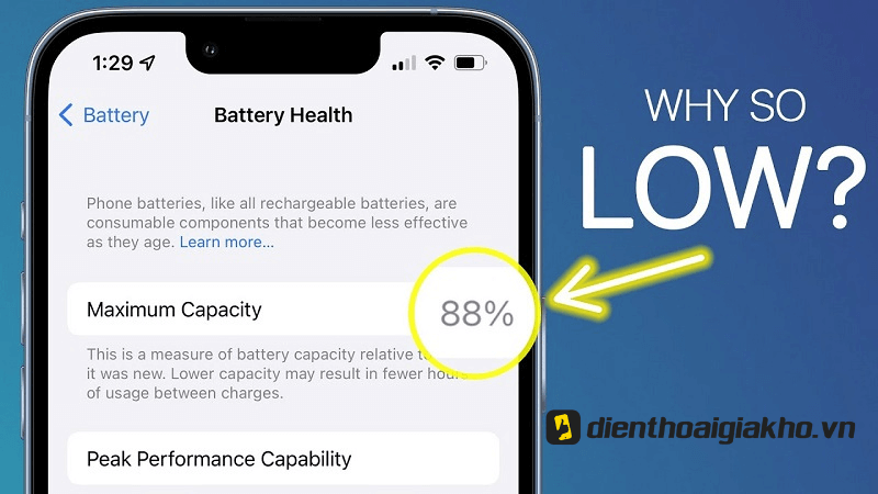 Nguyên nhân dung lượng tối đa pin iphone tụt nhanh