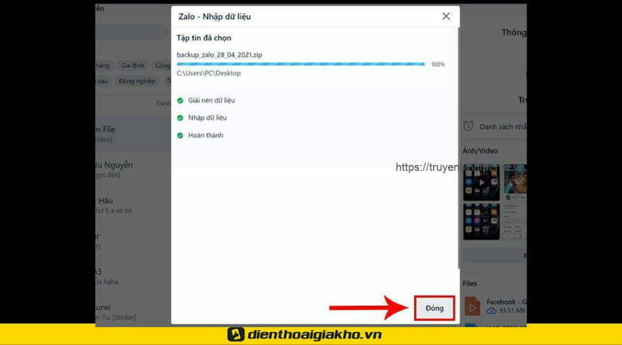 Cuối cùng, Click vào nút Nhập dữ liệu.