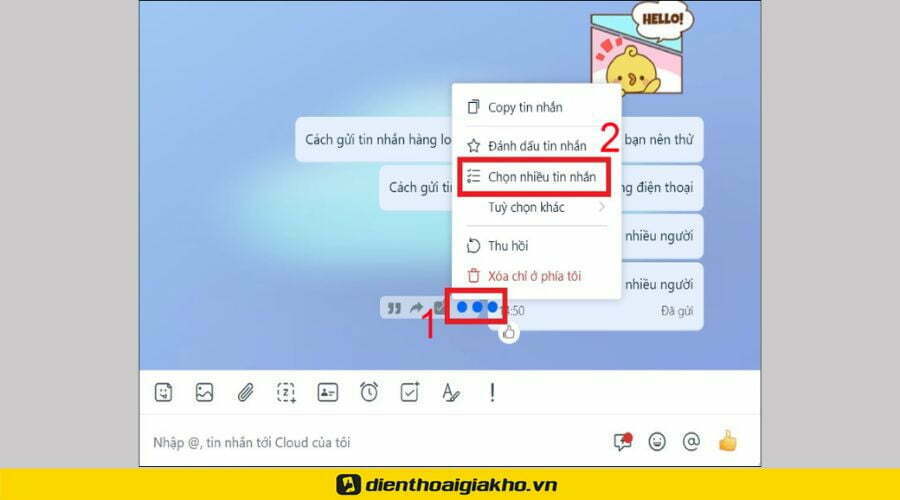 Gửi đồng thời nhiều tin nhắn tới nhiều người