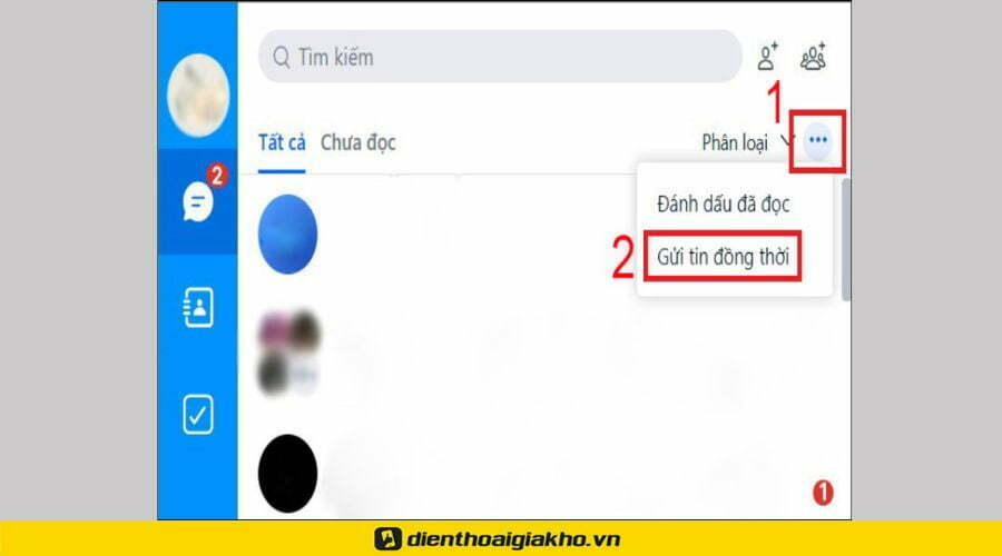 gửi tin nhắn hàng loạt trên zalo - Nhấn chọn Gửi tin đồng thời