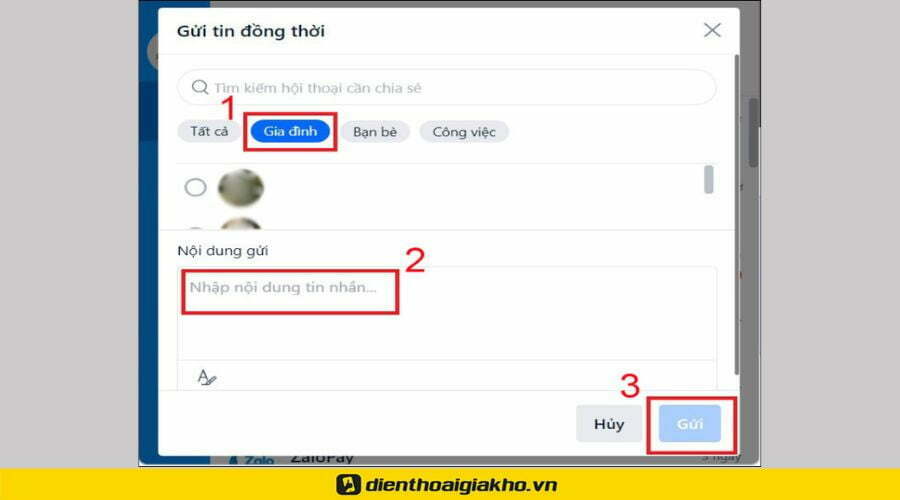 gửi tin nhắn hàng loạt trên zalo - Cuối cùng ấn Gửi là xong