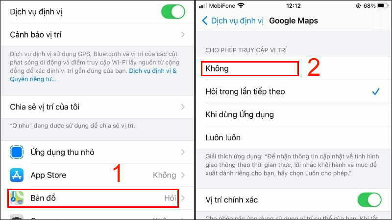 Tắt tính năng định vị khi không cần dùng