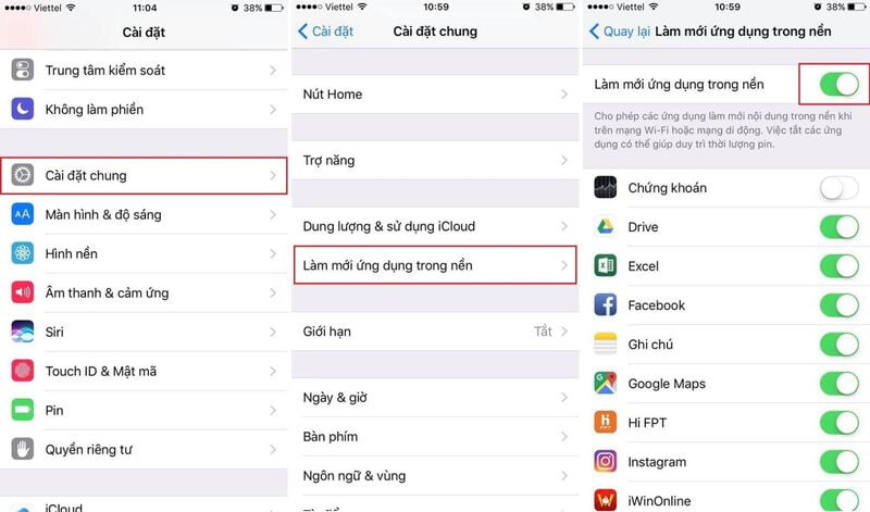Tắt các ứng dụng chạy ngầm 