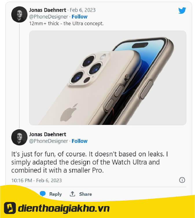 Bản render kiểu dáng Iphone Ultra kết hợp Apple Watch Ultra
