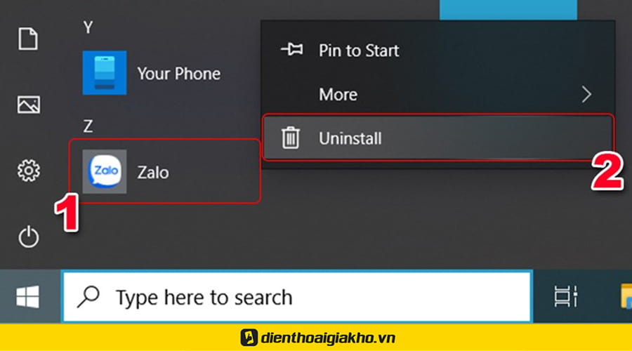 Cài đặt lại ứng dụng Zalo PC