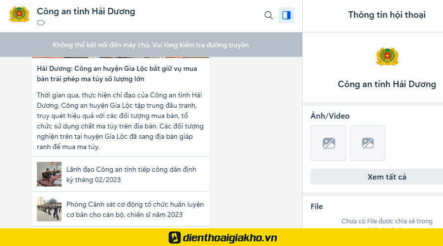 Dấu hiệu ứng dụng Zalo không kết nối được Internet