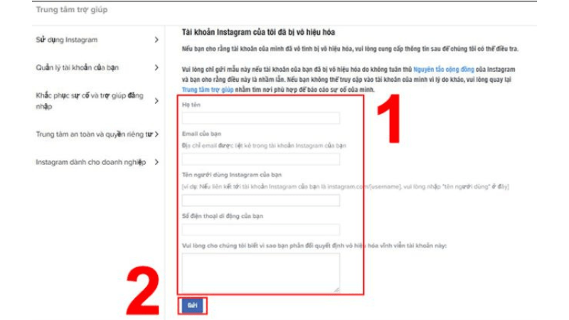 Cách khôi phục tài khoản Instagram bị vô hiệu hóa bước 4