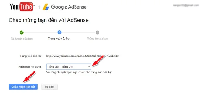 bước 2 tạo tài khoản gg adsense