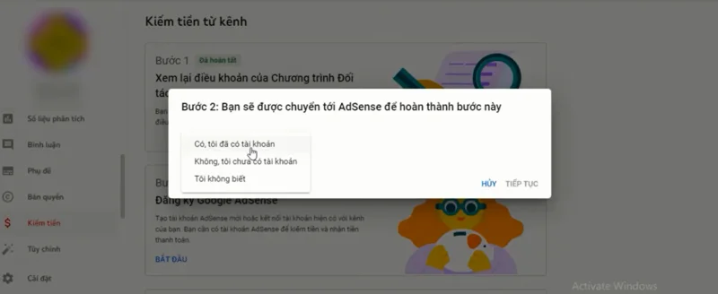 cách bật kiếm tiền youtube