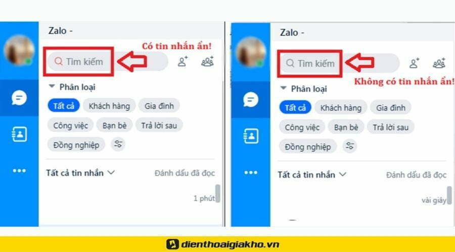 tìm tin nhắn ẩn trên zalo khi quên tên