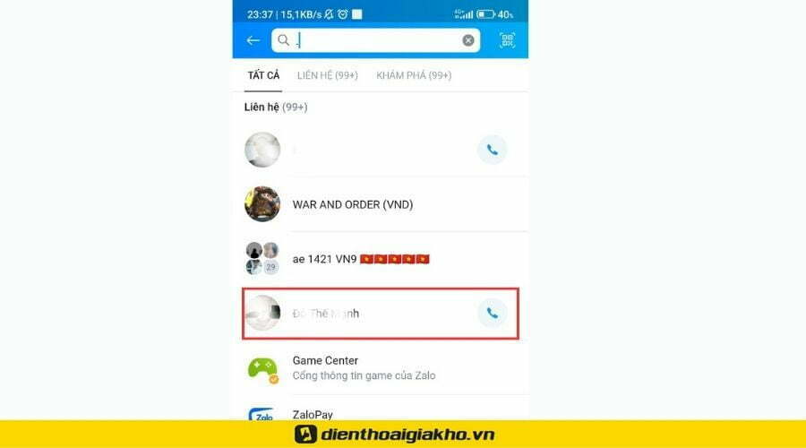 tìm tin nhắn ẩn trên zalo khi quên tên
