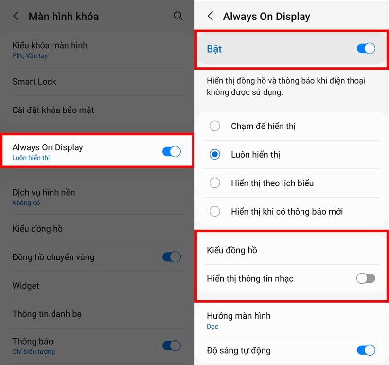 Cách bật chế độ luôn bật trên Samsung