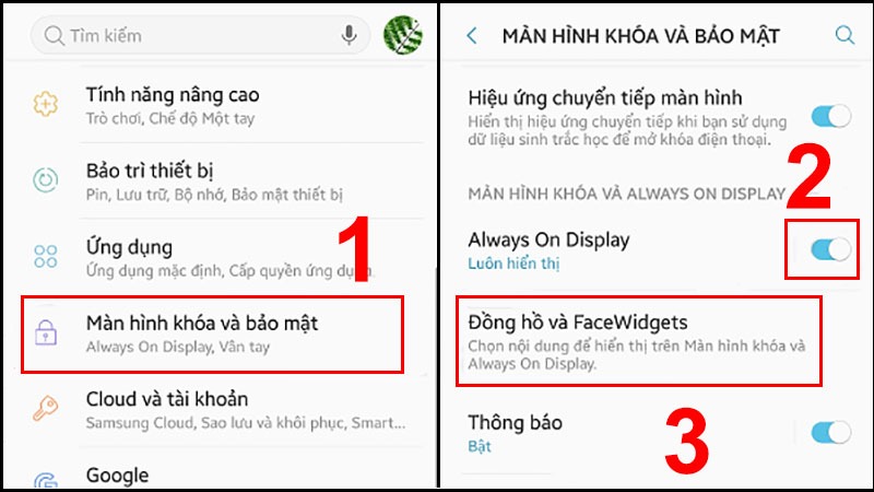 Cách bước bật Always On Display trên điện thoại Samsung