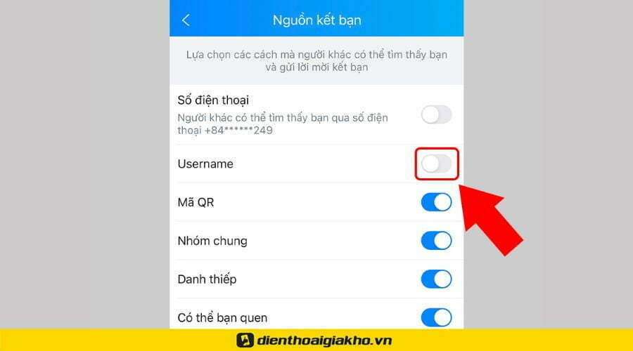 Cách chặn kết bạn trên Zalo qua Username