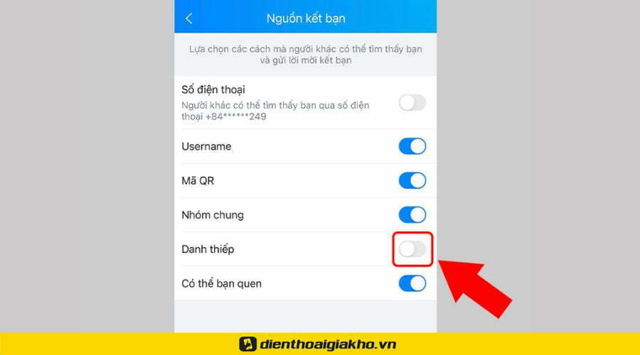 Cách chặn kết bạn trên Zalo qua danh thiếp