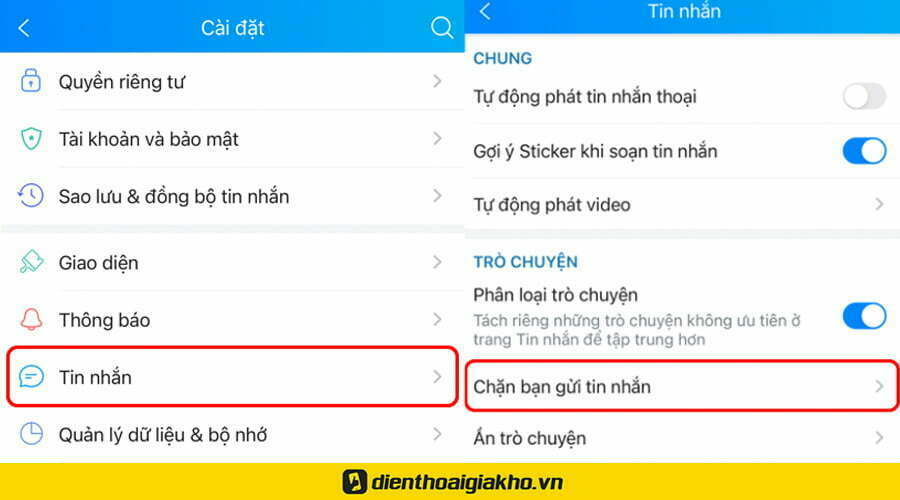 cách mở chặn zalo trên android