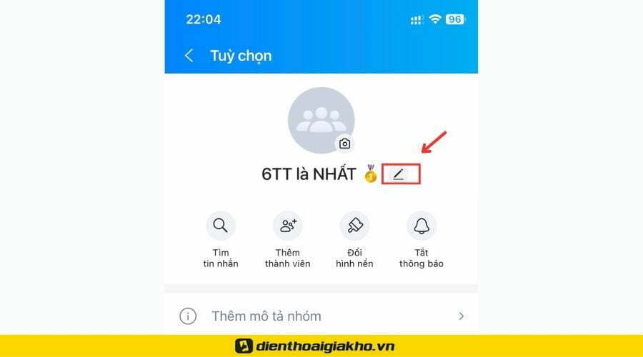 Cách thay đổi tên nhóm