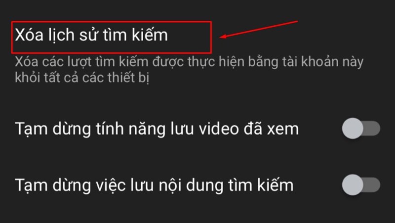 Click mục Xóa video đã xem > Thực hiện Xóa Video Đã Xem.