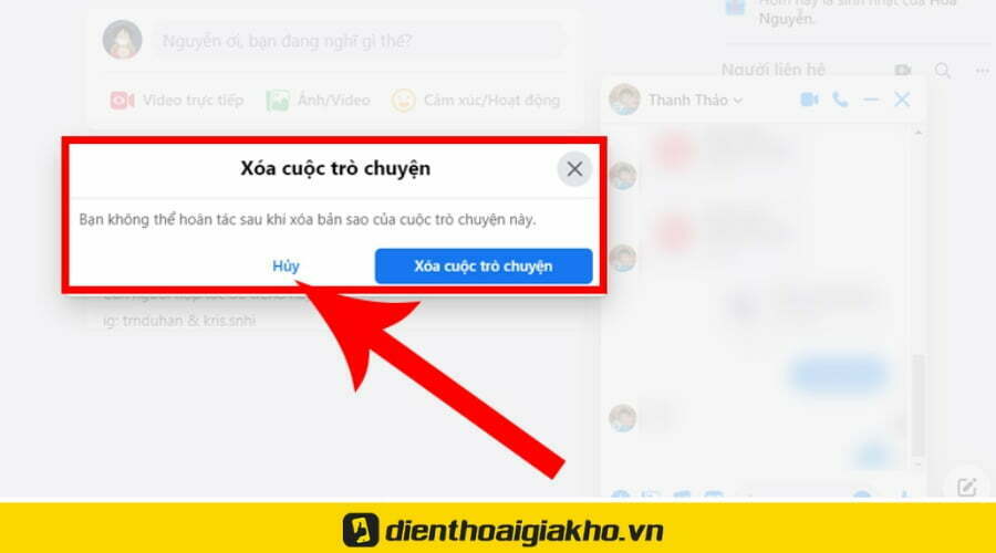 Không xóa trực tiếp tin nhắn trên cửa sổ chat Facebook