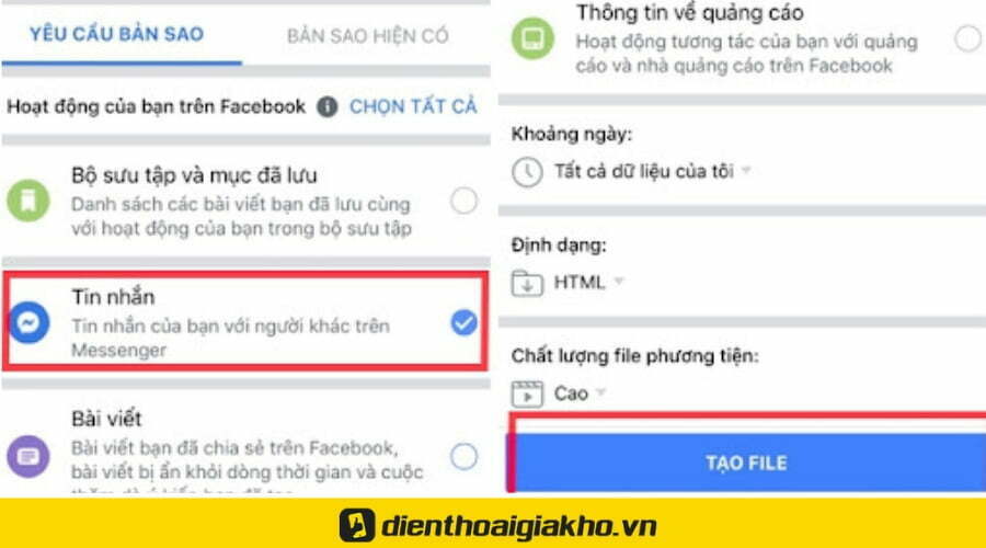 Khôi phục tin nhắn đã xóa trên messenger