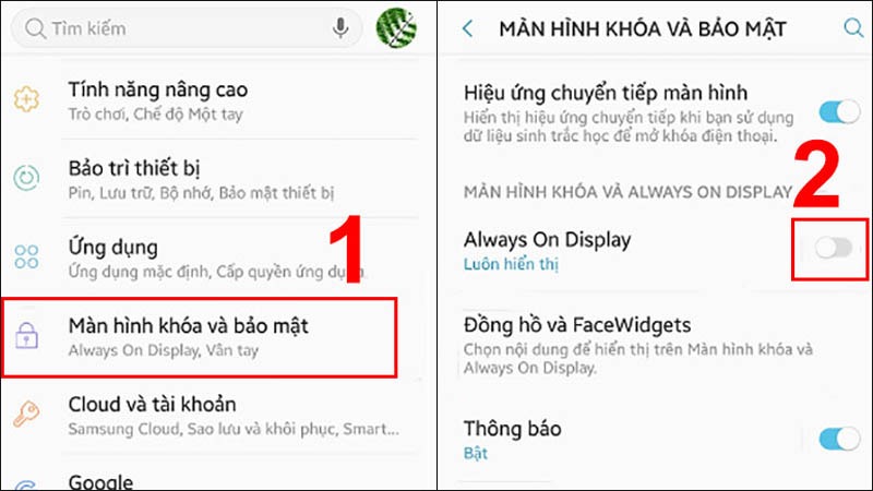 Cách bước bật Always On Display trên điện thoại Samsung