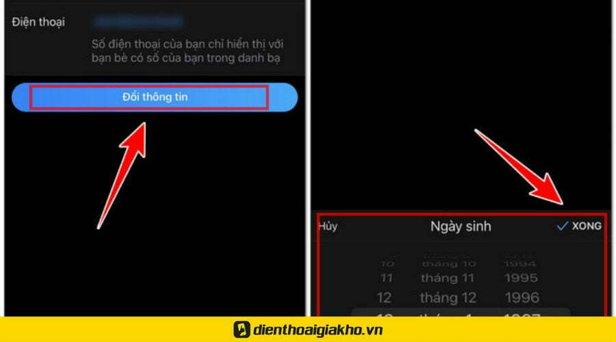 thay đổi ngày sinh trên zalo