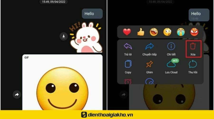 xóa tin nhắn zalo người kia có biết không