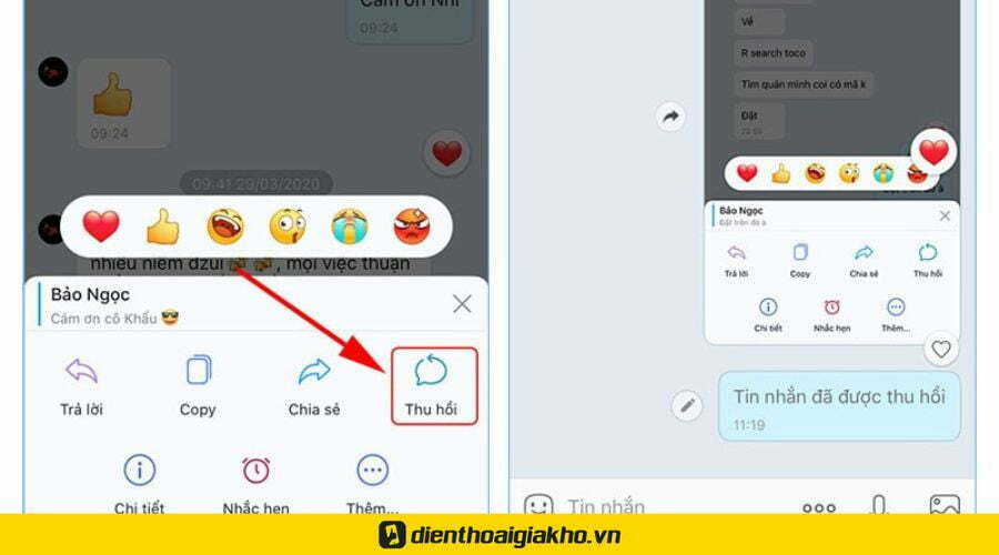 xóa tin nhắn zalo người kia có biết không