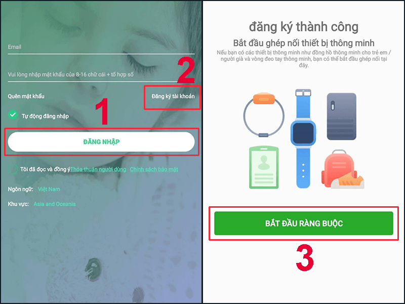 Đăng nhập vào ứng dụng Setracker