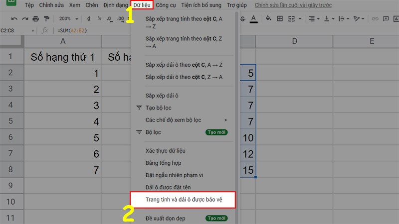 cách ẩn công thức trong Google Sheet