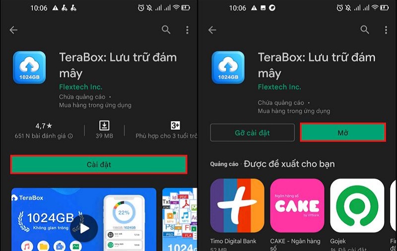 Ứng dụng Terabox - tăng dung lượng điện thoại