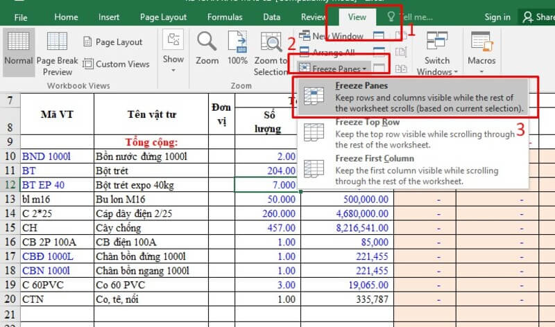 Hướng dẫn cách đóng băng cột trong Google Sheet