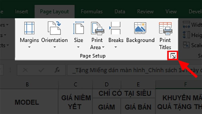 Sử dụng Page Layout để in