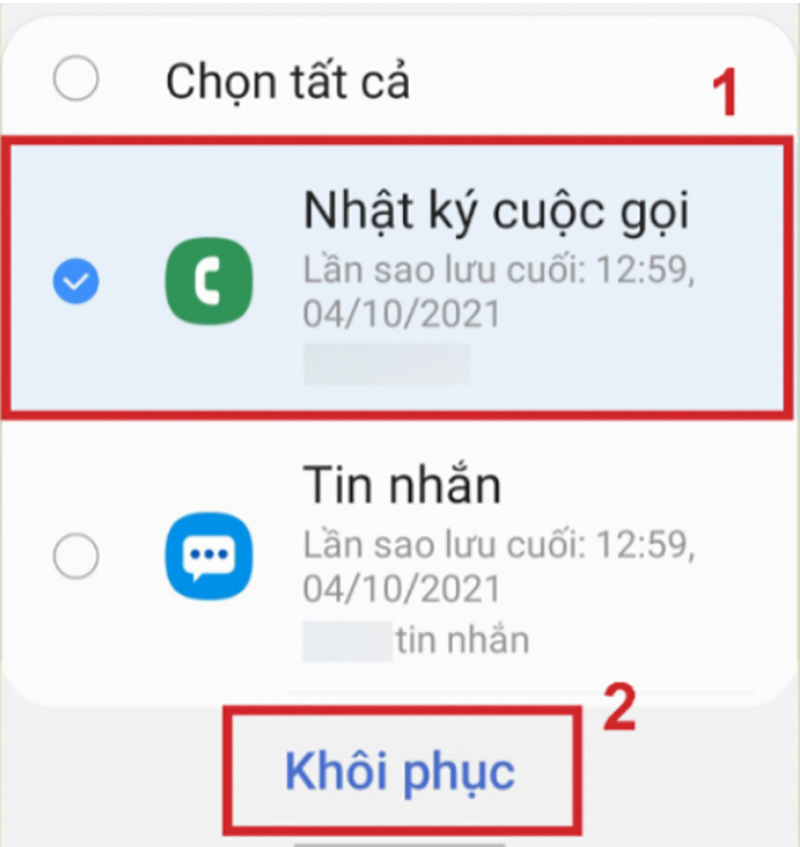 cách khôi phục cuộc gọi đã xóa trên Samsung
