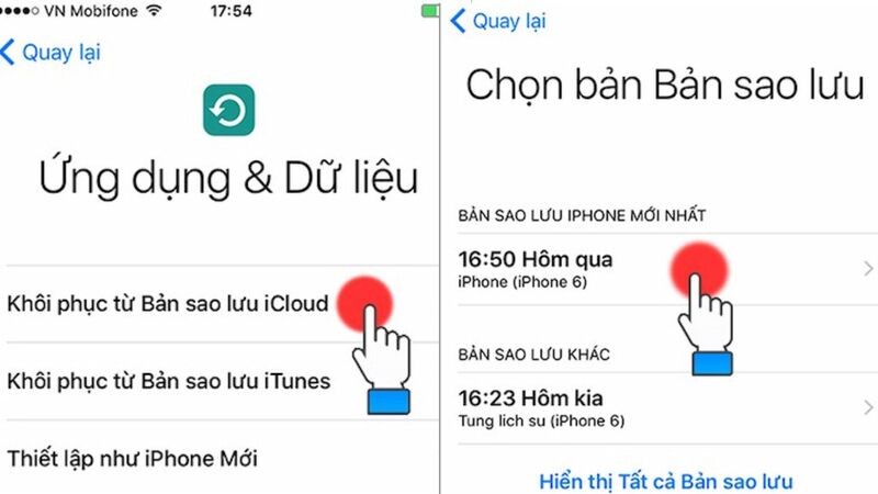 khoi phuc bang icloud